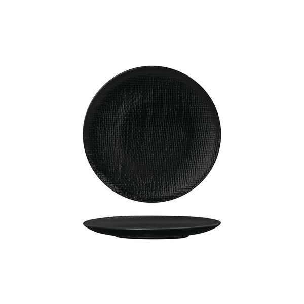 Luzerne Linen Matte Black Round Plate - Flat / Coupe - 180mm (Pack of 6)