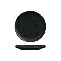Luzerne Linen Matte Black Round Plate - Flat / Coupe - 210mm (Pack of 6)