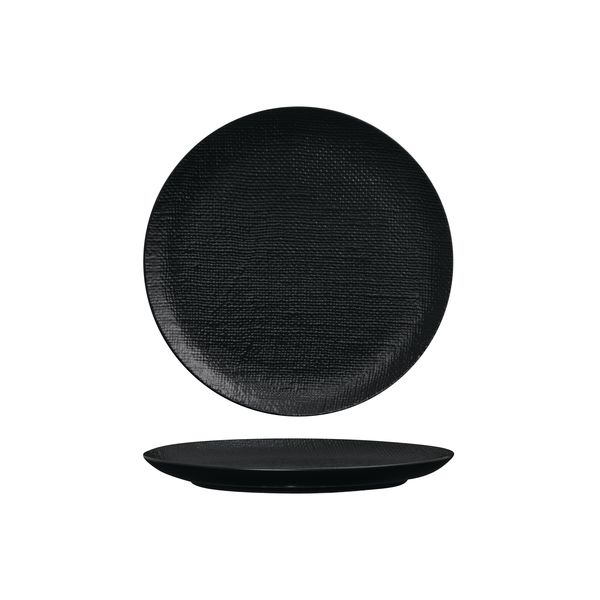 Luzerne Linen Matte Black Round Plate - Flat / Coupe - 210mm (Pack of 6)