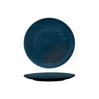 Luzerne Linen Matte Blue Round Plate - Flat / Coupe - 210mm (Pack of 6)