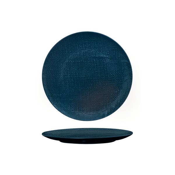 Luzerne Linen Matte Blue Round Plate - Flat / Coupe - 210mm (Pack of 6)