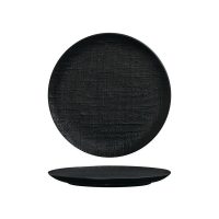 Luzerne Linen Matte Black Round Plate - Flat / Coupe - 260mm (Pack of 4)