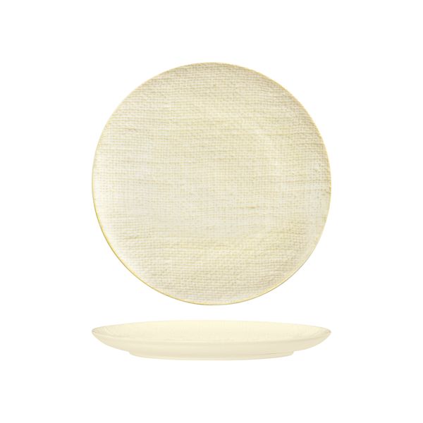 Luzerne Linen Reactive White Round Plate - Flat / Coupe - 260mm (Pack of 4)