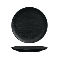 Luzerne Linen Matte Black Round Plate - Flat / Coupe - 285mm (Pack of 4)
