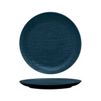 Luzerne Linen Matte Blue Round Plate - Flat / Coupe - 285mm (Pack of 4)