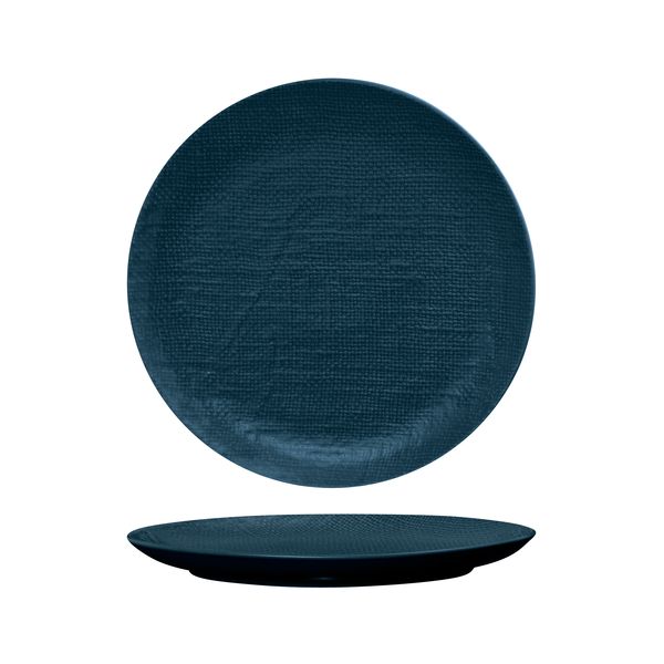 Luzerne Linen Matte Blue Round Plate - Flat / Coupe - 285mm (Pack of 4)