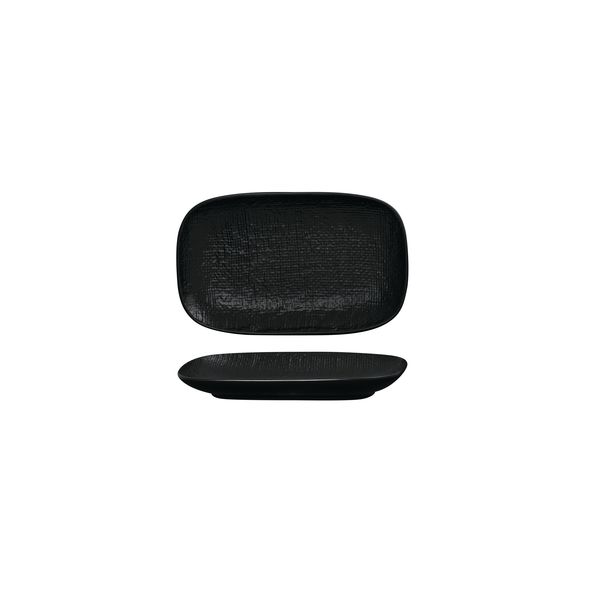 Luzerne Linen Matte Black Rectangular Share Plate - 175x110mm (Pack of 6)