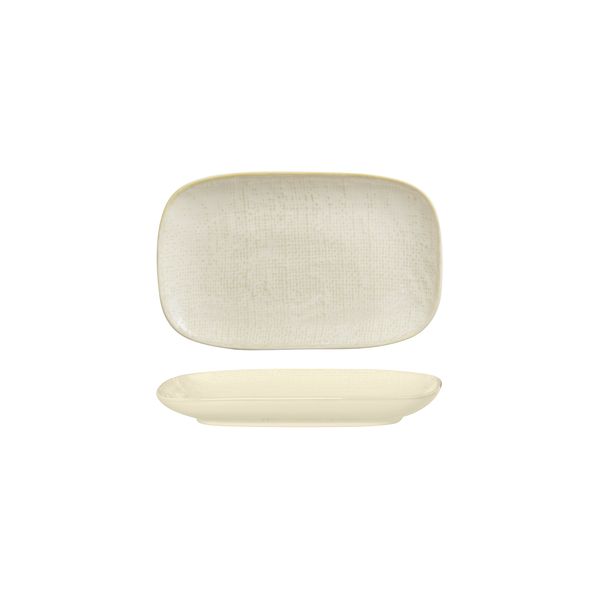 Luzerne Linen Reactive White Rectangular Share Plate - 215x135mm (Pack of 6)