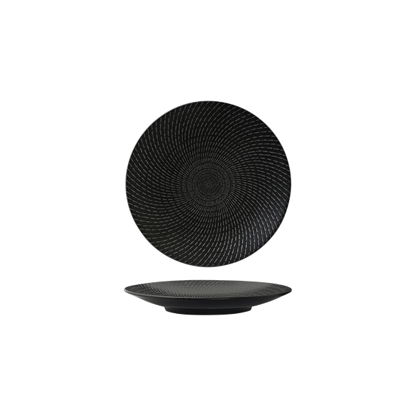 Luzerne Zen Black Swirl Round Coupe Plate - 155mm (Pack of 6)