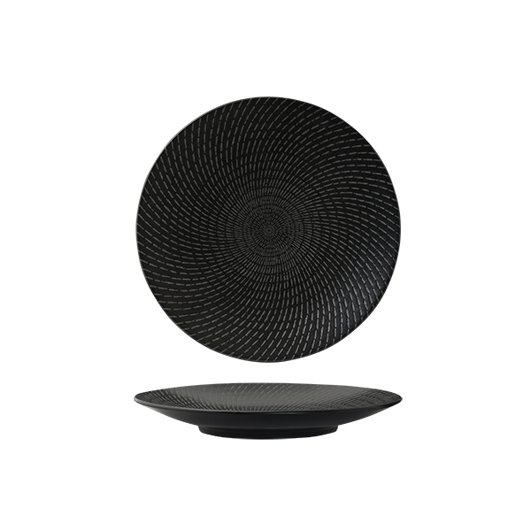 Luzerne Zen Black Swirl Round Coupe Plate - 205mm (Pack of 6)
