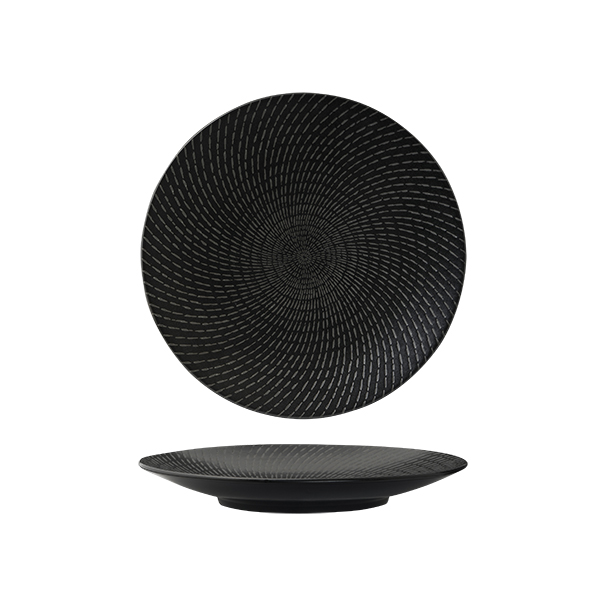 Luzerne Zen Black Swirl Round Coupe Plate - 235mm (Pack of 4)