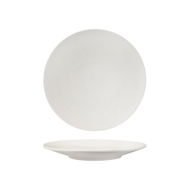 Luzerne Zen White Swirl Round Coupe Plate - 235mm (Pack of 4)