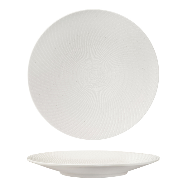 Luzerne Zen White Swirl Round Coupe Plate - 310mm (Pack of 3)