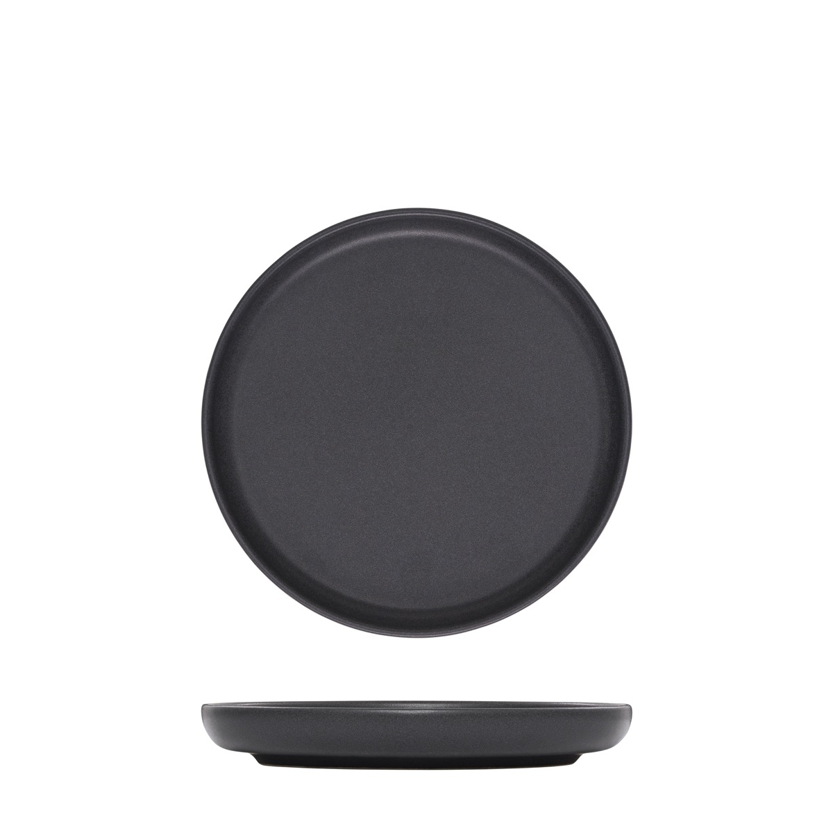 Eclipse Uno Black Round Walled Plate - 175mm (Pack of 6)