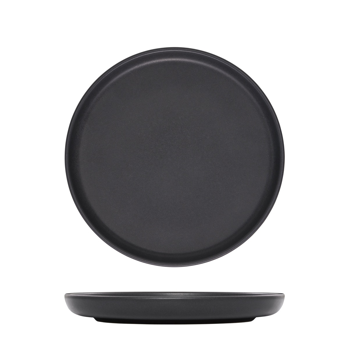 Eclipse Uno Black Round Walled Plate - 220mm (Pack of 6)