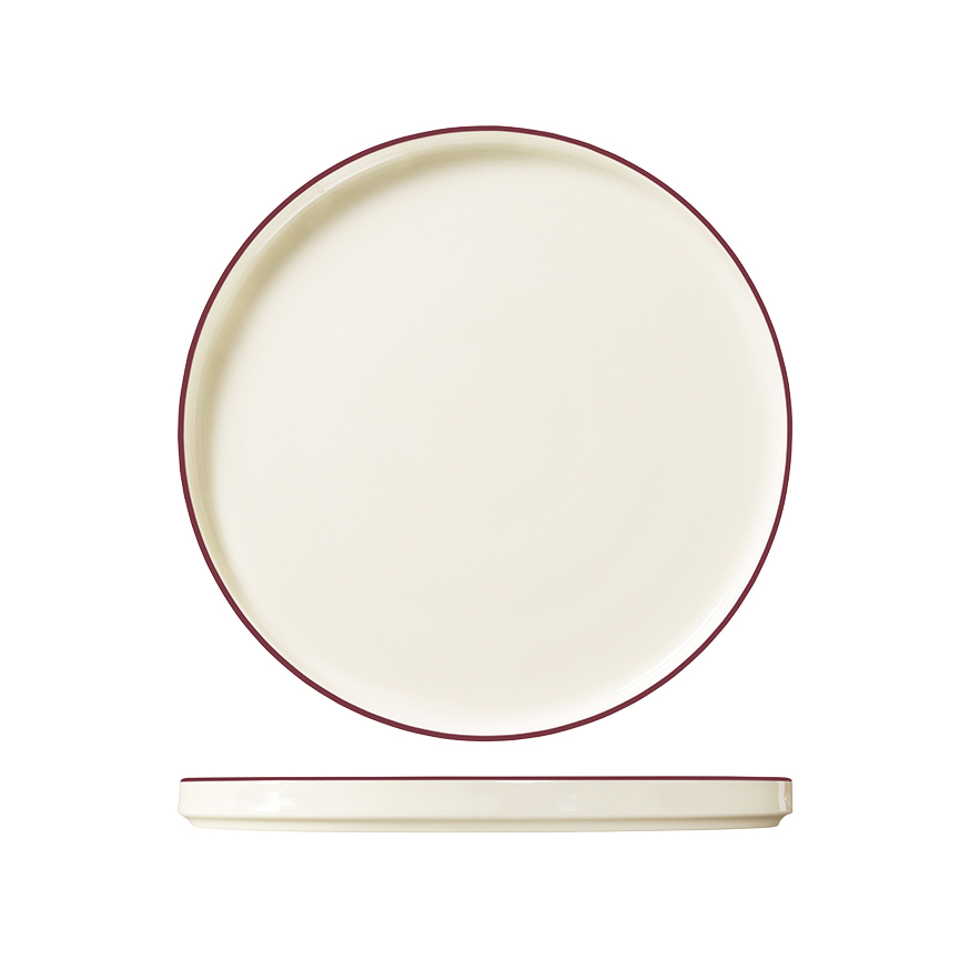 ID Fine Modest Maroon Round Walled Plate - 255mm (Pack of 6)