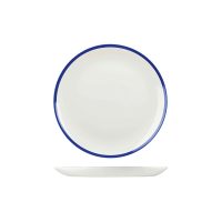 Churchill Retro Blue Round Coupe Plate - 217mm - White with Blue Rim (Pack of 12)