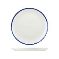 Churchill Retro Blue Round Coupe Plate - 260mm - White with Blue Rim (Pack of 12)