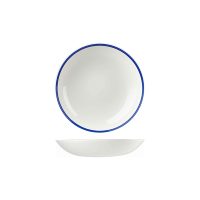 Churchill Retro Blue Round Coupe Bowl - 426ml - White with Blue Rim (Pack of 12)