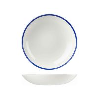 Churchill Retro Blue Round Coupe Bowl - 1136ml - White with Blue Rim (Pack of 12)