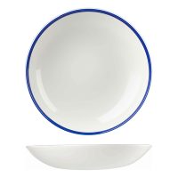 Churchill Retro Blue Round Coupe Bowl - 2400ml - White with Blue Rim (Pack of 6)