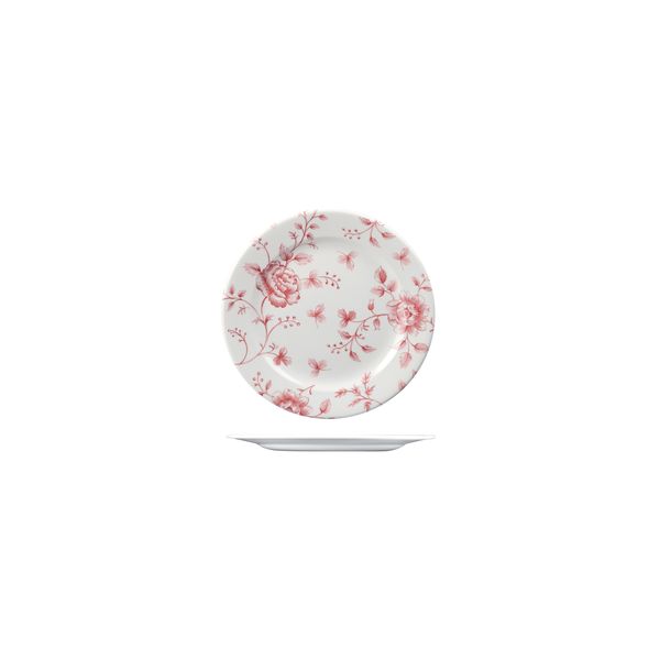 Churchill Rose Chintz Cranberry Round Plate - Wide Rim - 170mm (Pack of 6)