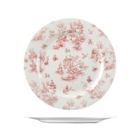 Churchill Toile Cranberry Round Plate - Wide Rim - 305mm (Pack of 6)