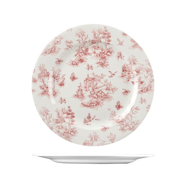 Churchill Toile Cranberry Round Plate - Wide Rim - 305mm (Pack of 6)