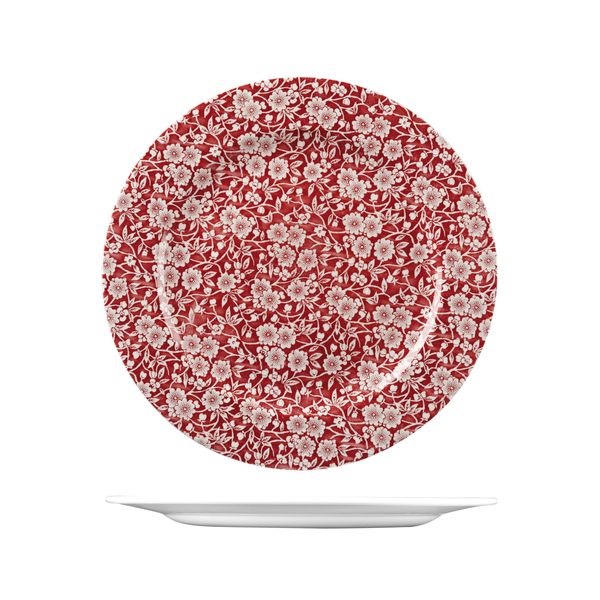 Churchill Victorian Calico Cranberry Round Plate - Wide Rim - 305mm (Pack of 6)