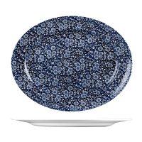 Churchill Victorian Calico Willow Oval Plate - Wide Rim - 365x293mm (Pack of 6)