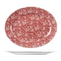 Churchill Victorian Calico Cranberry Oval Plate - Wide Rim - 365x293mm (Pack of 6)