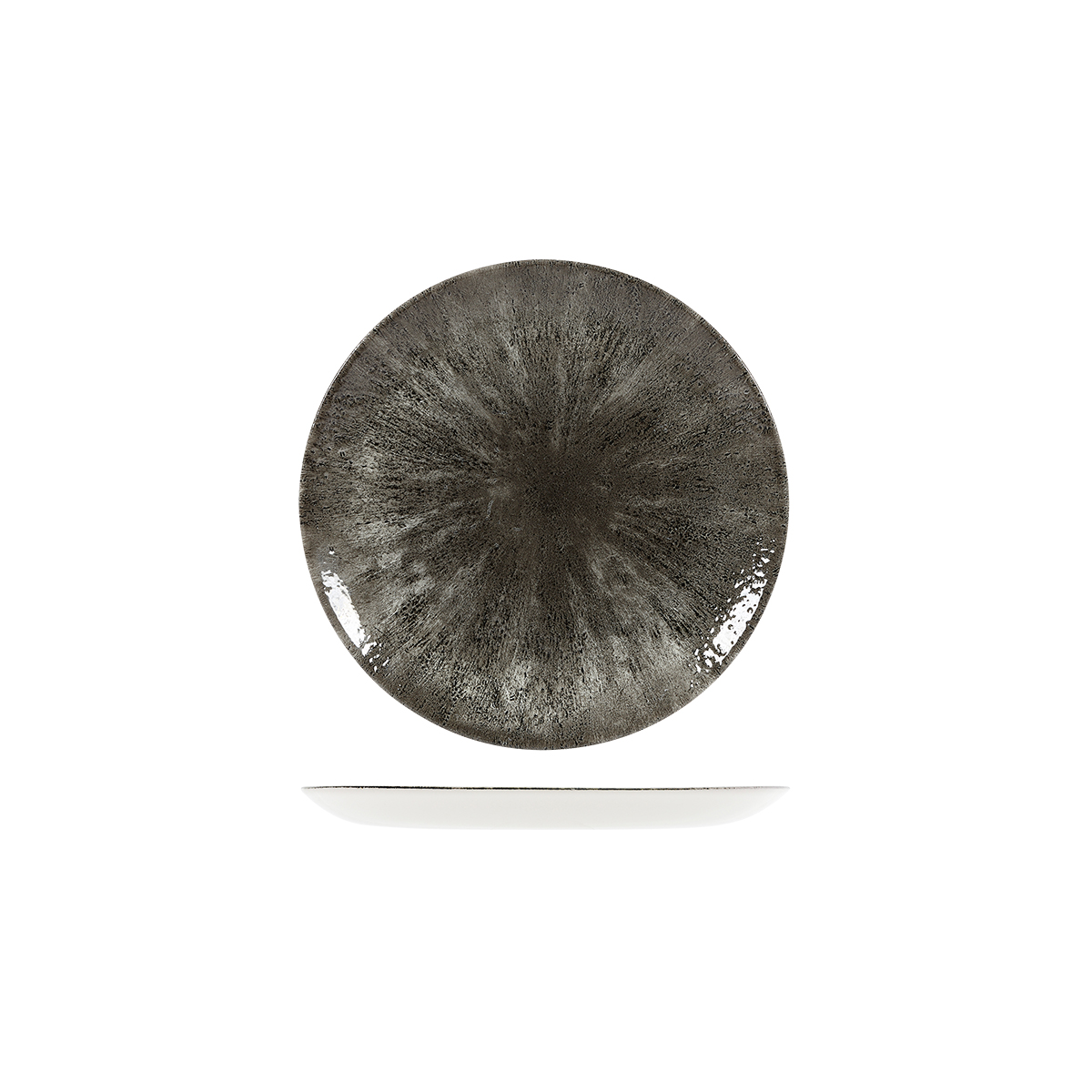 Churchill Studio Prints Stone Quartz Black Round Coupe Plate - 165mm (Pack of 12)