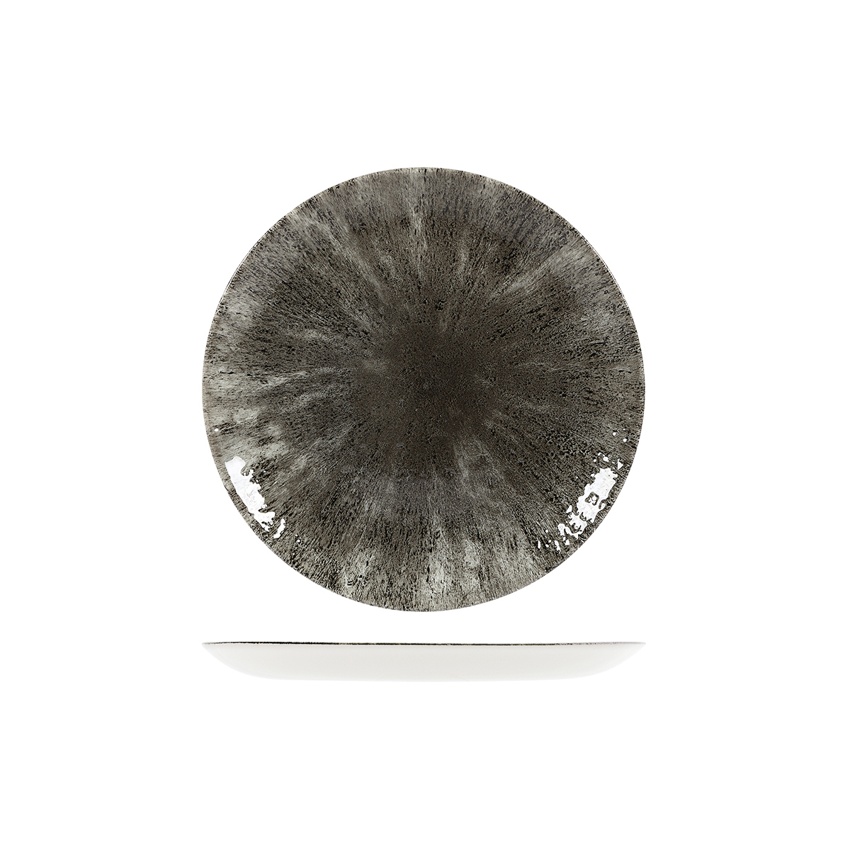 Churchill Studio Prints Stone Quartz Black Round Coupe Plate - 217mm (Pack of 12)