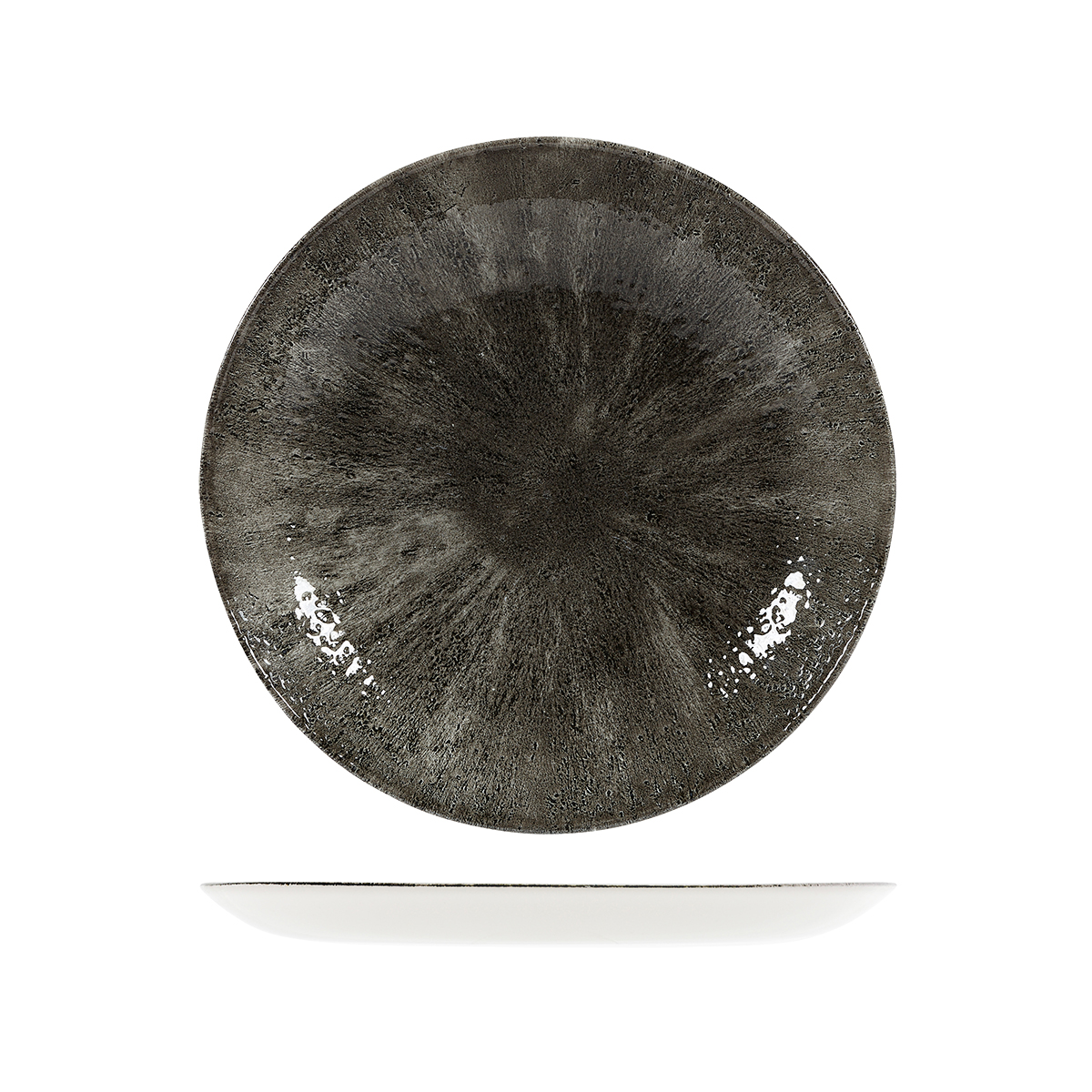 Churchill Studio Prints Stone Quartz Black Round Coupe Plate - 260mm (Pack of 12)