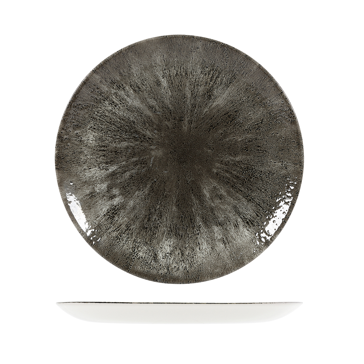 Churchill Studio Prints Stone Quartz Black Round Coupe Plate - 288mm (Pack of 12)