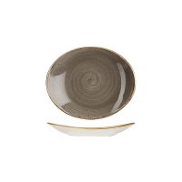 Stonecast Peppercorn Grey Oval Coupe Plate - 192x160mm (Pack of 12)