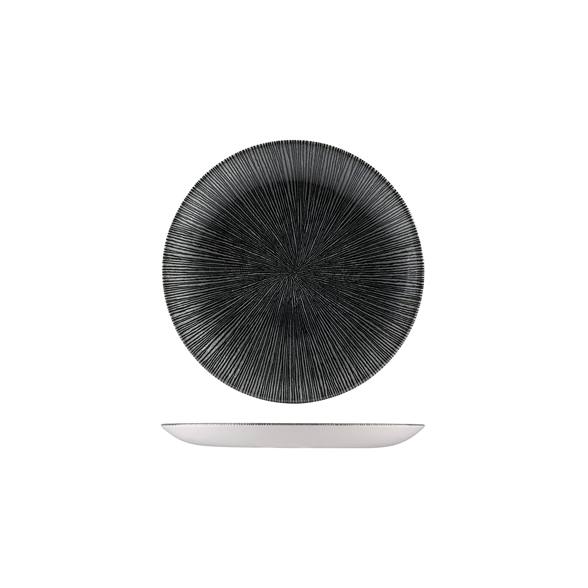 Churchill Studio Prints Agano Black Round Coupe Plate - 165mm (Pack of 12)