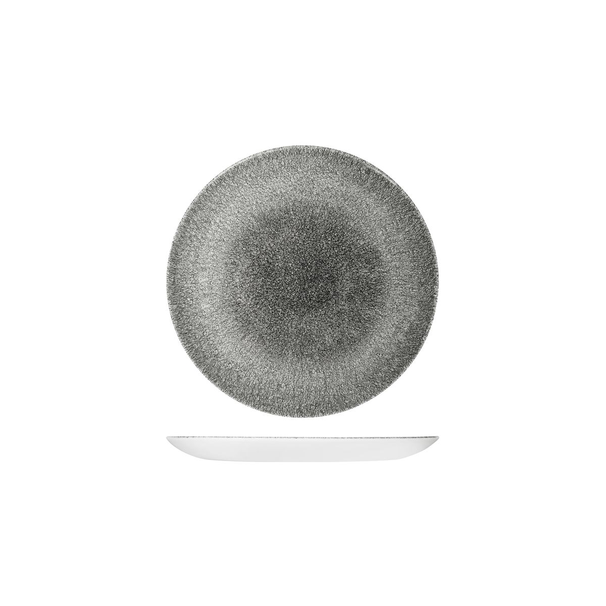 Churchill Studio Prints Raku Quartz Black Round Coupe Plate - 165mm (Pack of 12)