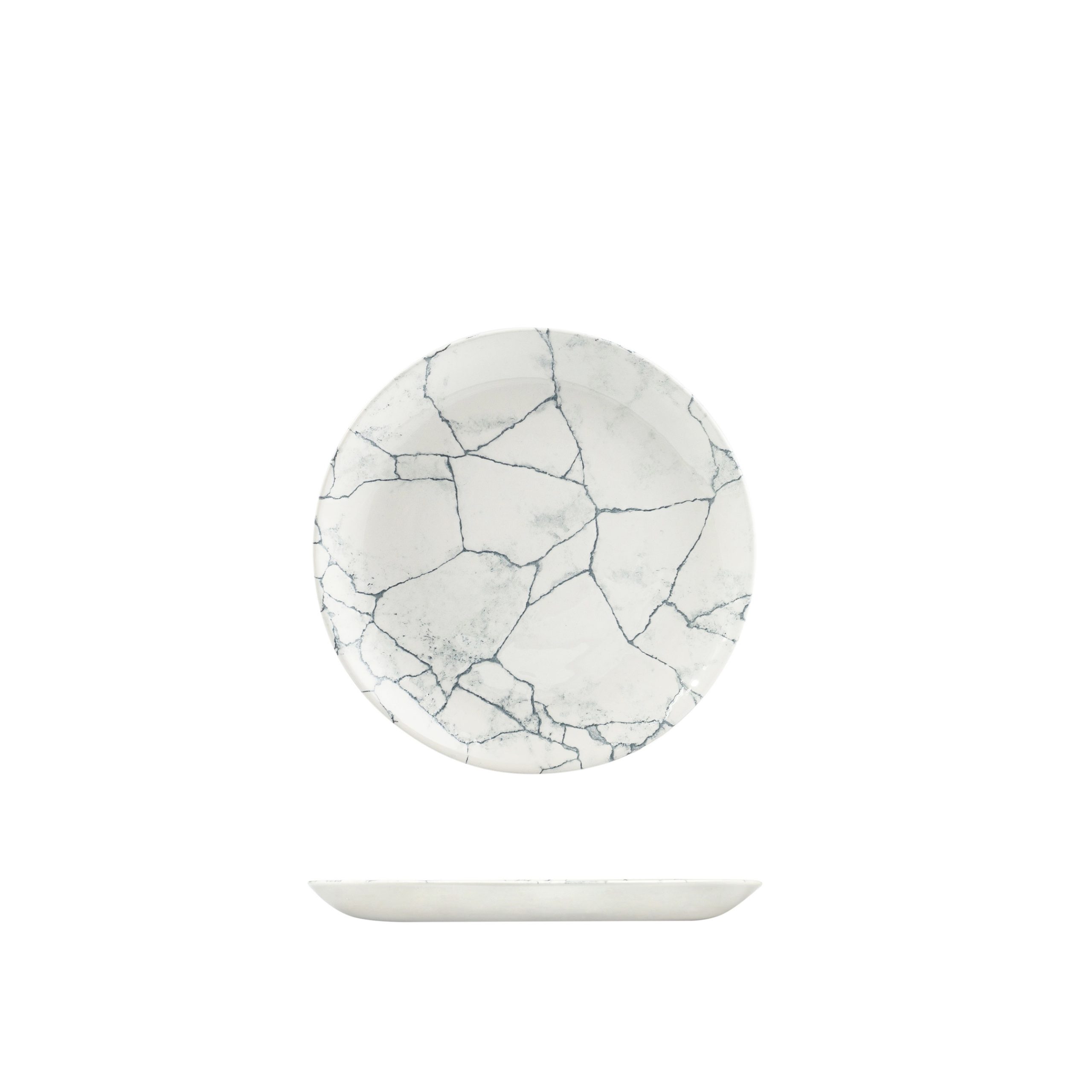 Churchill Studio Prints Kintsugi Pearl Grey Round Coupe Plate - 217mm (Pack of 12)