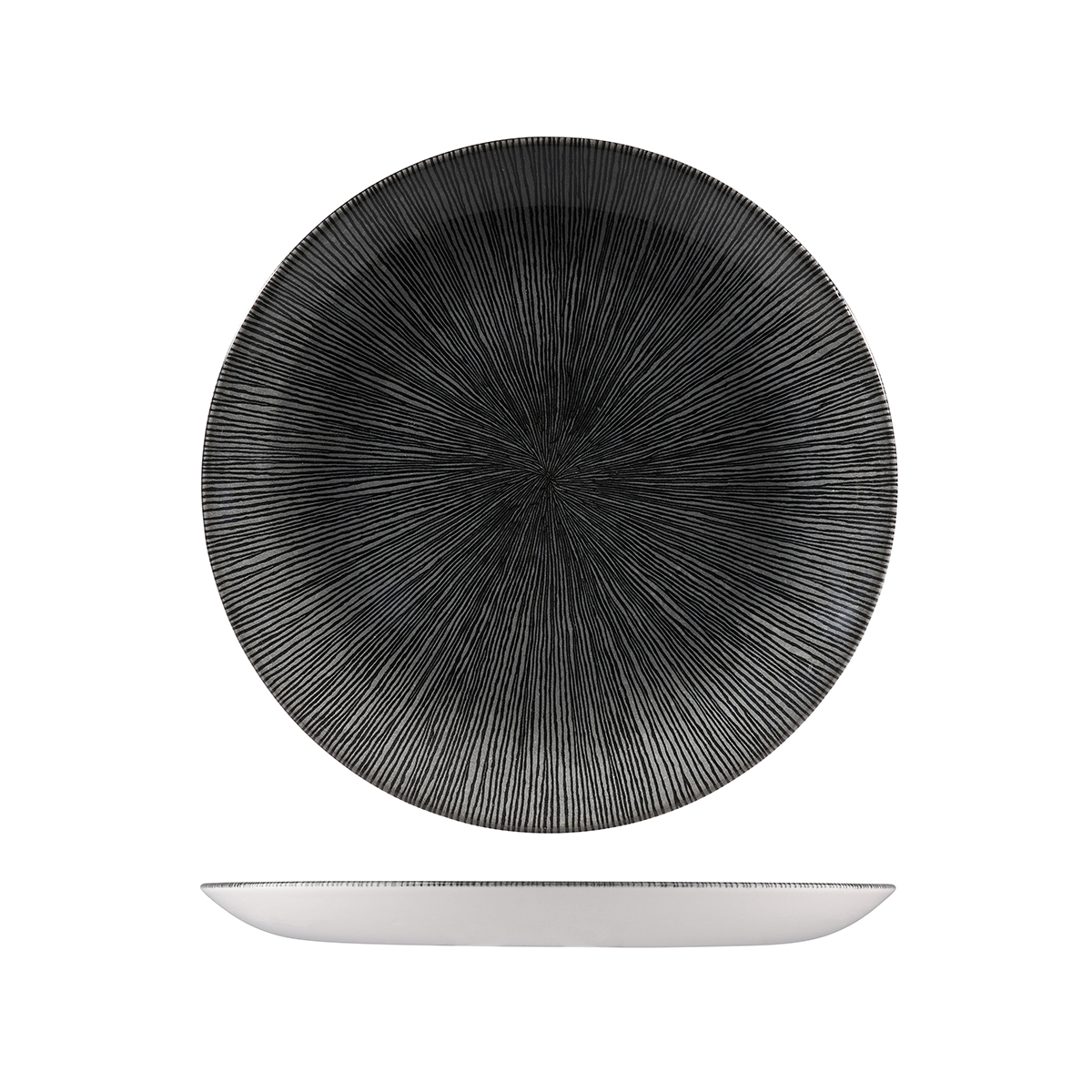 Churchill Studio Prints Agano Black Round Coupe Plate - 260mm (Pack of 12)