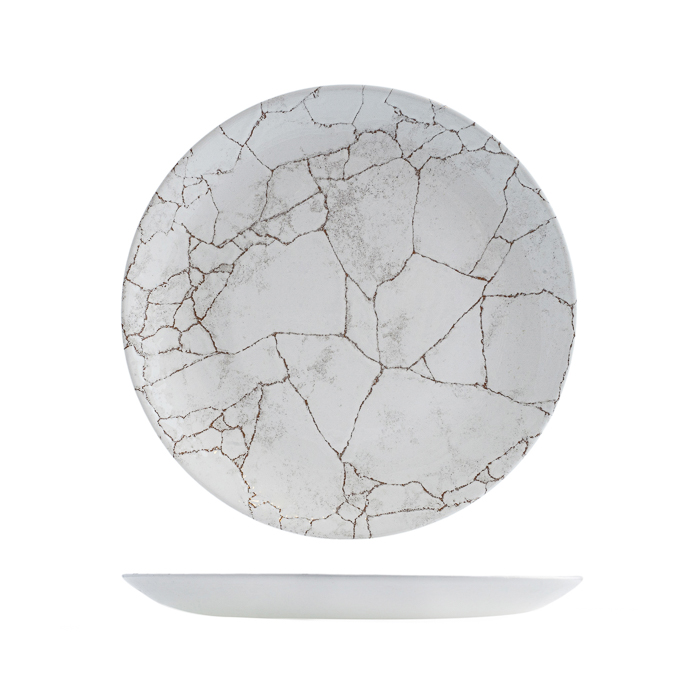Churchill Studio Prints Kintsugi Agate Grey Round Coupe Plate - 260mm (Pack of 12)