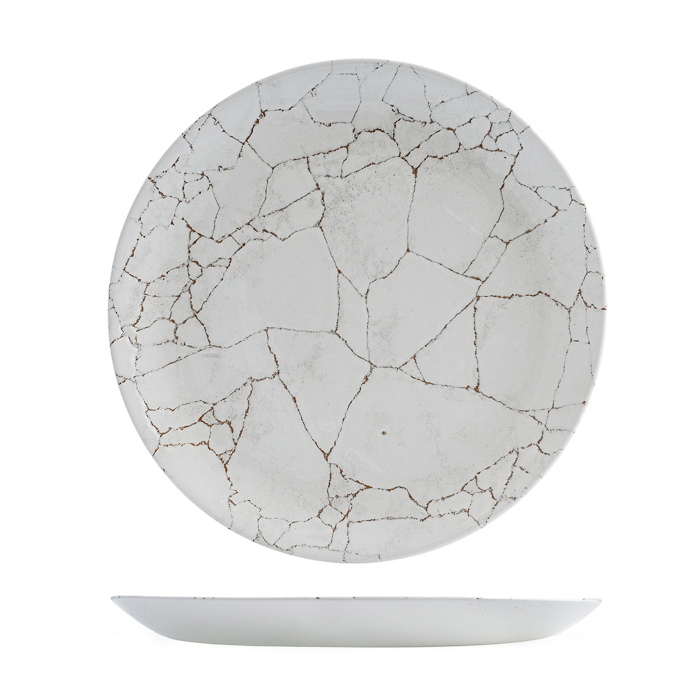 Churchill Studio Prints Kintsugi Agate Grey Round Coupe Plate - 288mm (Pack of 12)