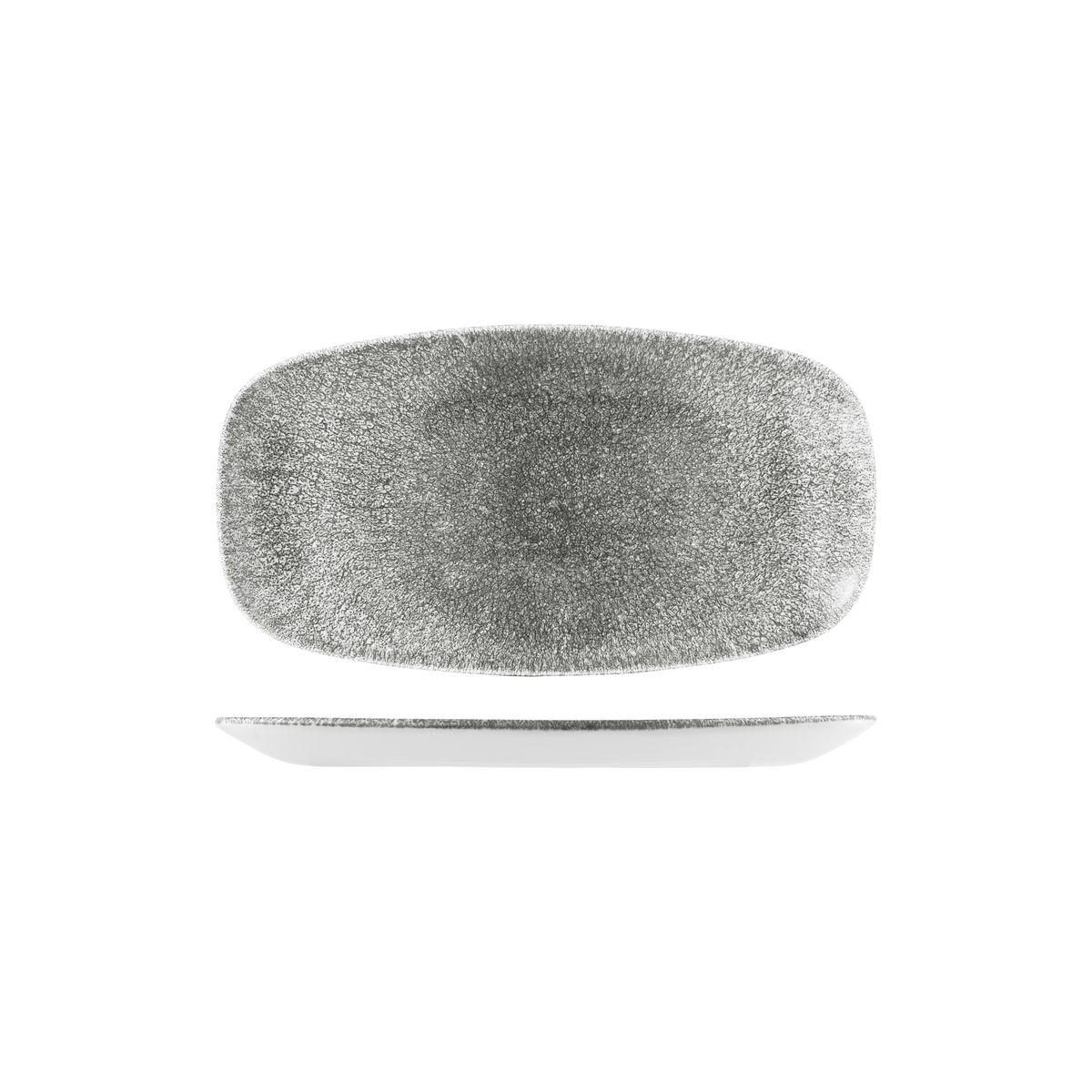 Churchill Studio Prints Raku Quartz Black Oblong Chef's Plate - 355x189mm (Pack of 6)