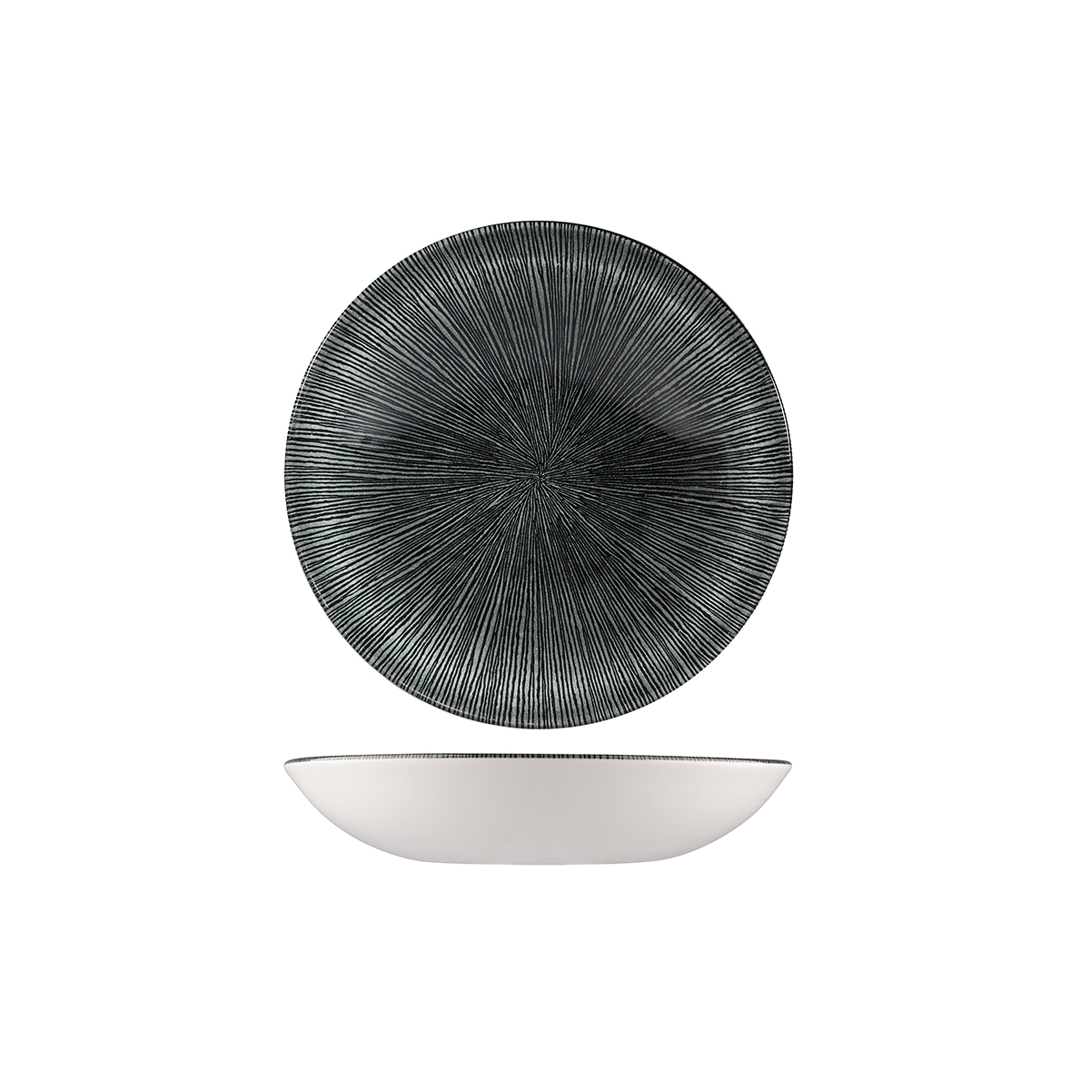 Churchill Studio Prints Agano Black Round Coupe Bowl - 426ml (Pack of 12)