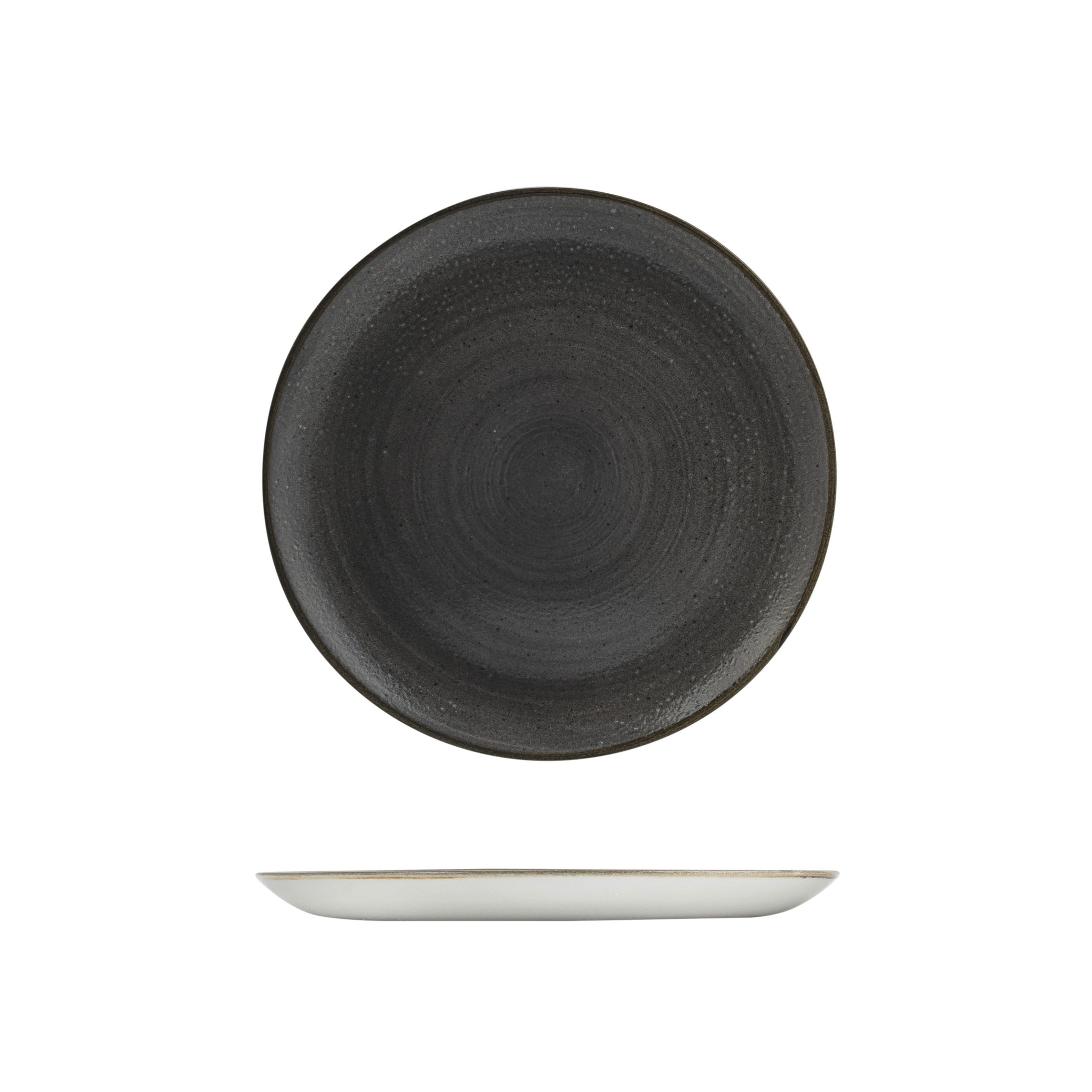 Stonecast Raw Black Round Coupe Plate - 288mm (Pack of 12)