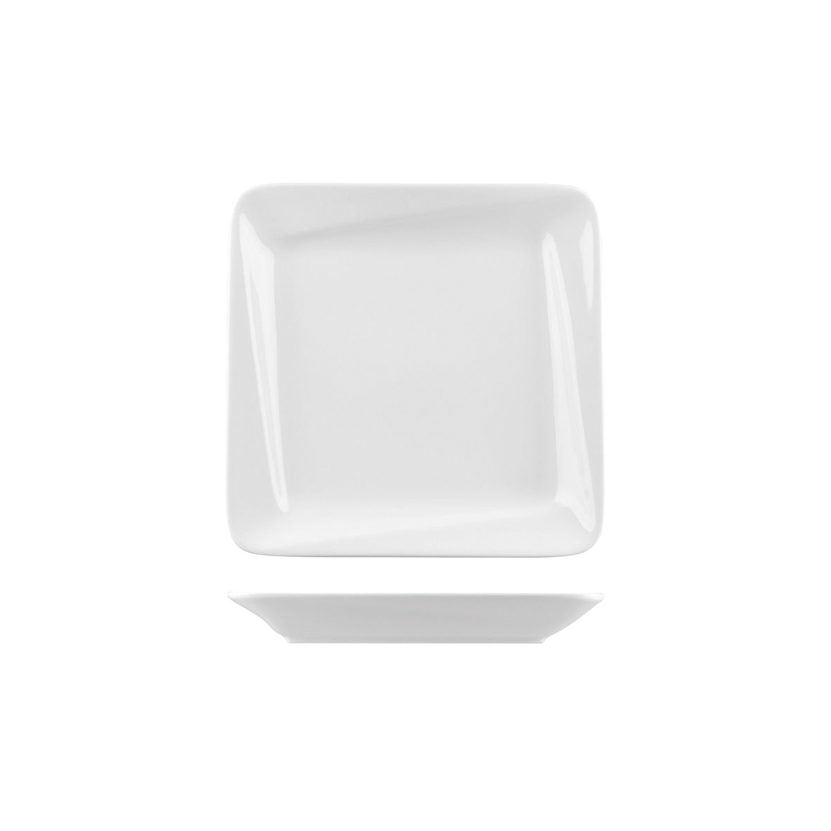 Australian Fine China Bistro Square Plate - Slant Rim - 255x255mm - White (Pack of 12)