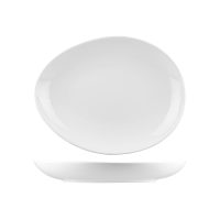 Australian Fine China Bistro Egg Shape Plate/Bowl - 390x315mm - White (Pack of 6)