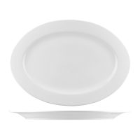 Australian Fine China Bistro Oval Plate - Wide Rim - 405x290mm - White (Pack of 10)