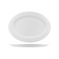 Australian Fine China Bistro Oval Plate - Wide Rim - 310x220mm - White (Pack of 18)