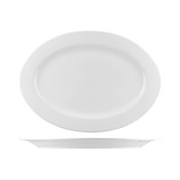 Australian Fine China Bistro Oval Plate - Wide Rim - 350x250mm - White (Pack of 12)